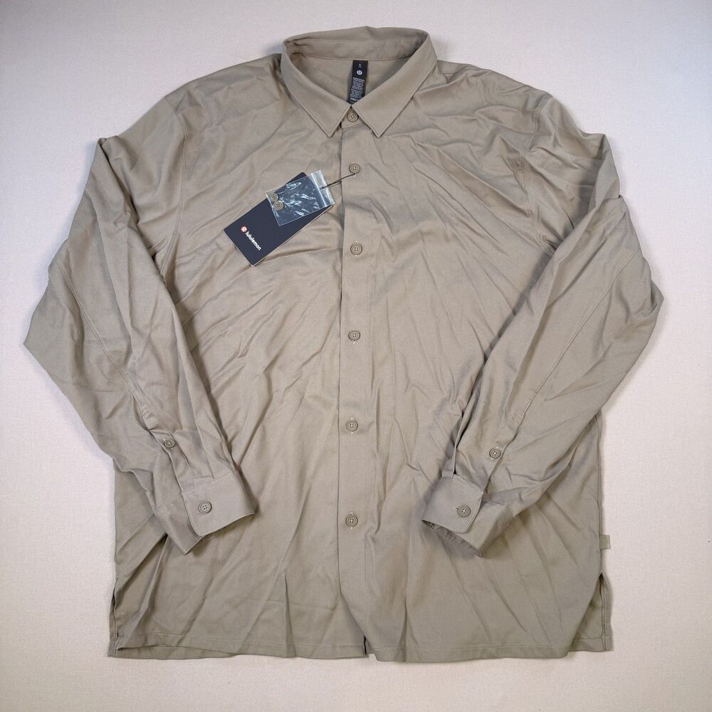 NWT Lululemon Relaxed Fit Long Sleeve Button Up Shirt Men's XL  Grey/Green